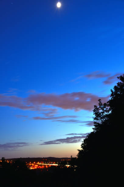istock Illuminated skyline from hill top 