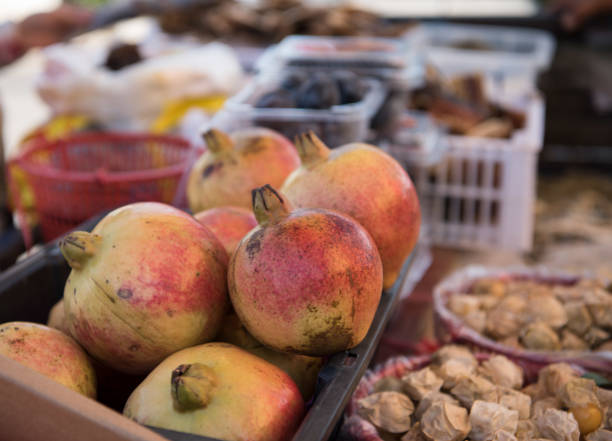 Fresh and full of large pomegranates