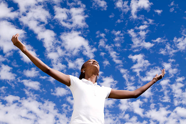 istock Teenager with lifted arms 123107836