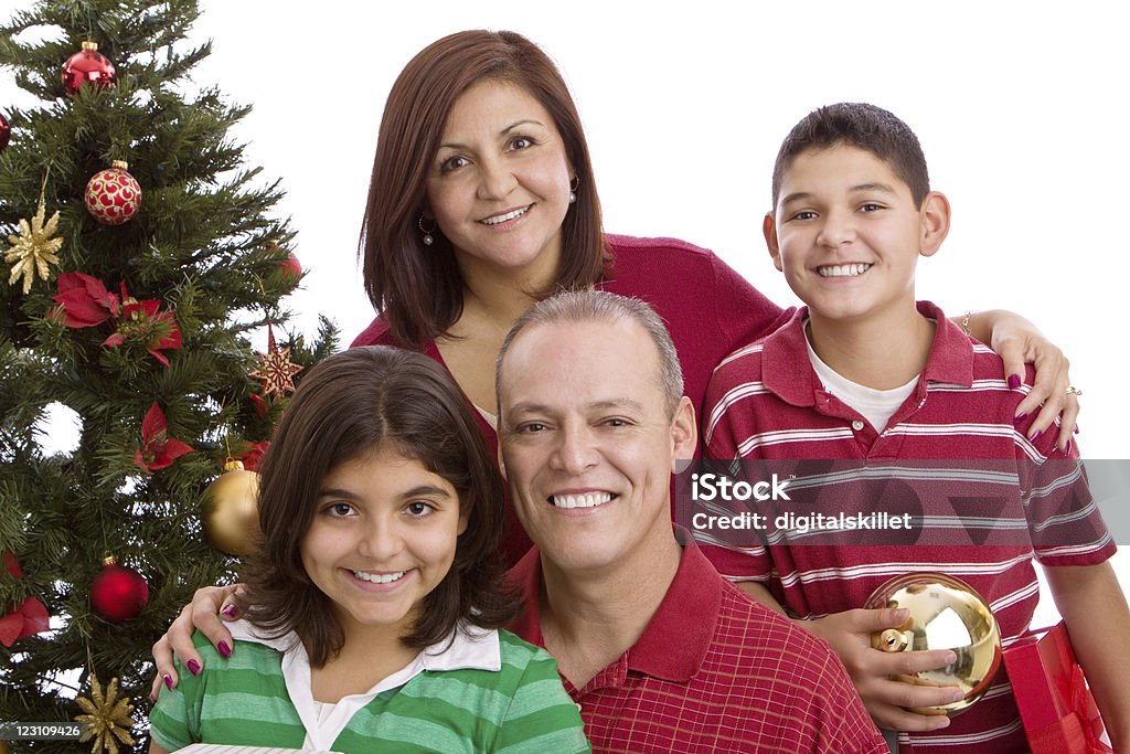 Linda família Hispânica no Natal - Foto de stock de Adolescente royalty-free