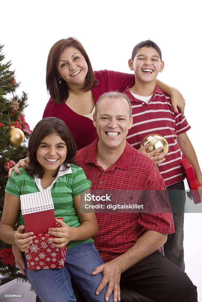 Hispânico família no Natal - Royalty-free Rapazes Foto de stock