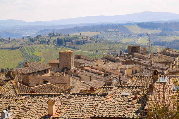 istock Countryside houses with vineyard in background 1231116146