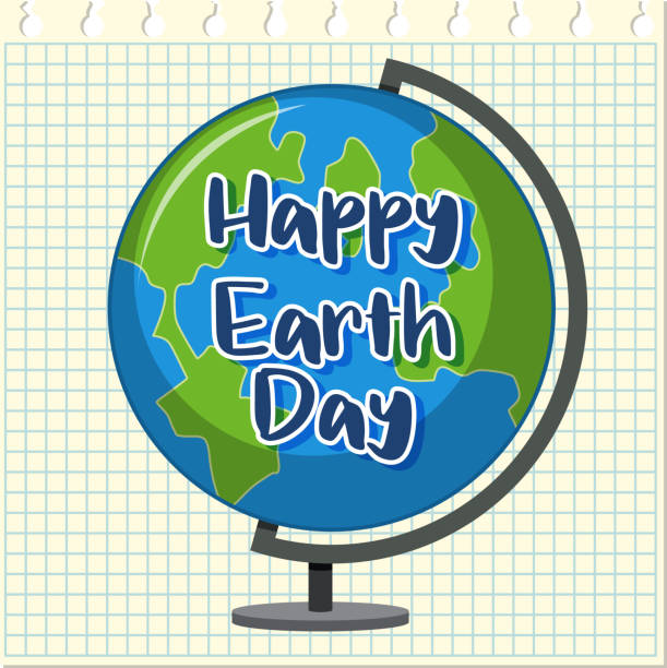 istock Poster design for happy earth day with globe on grid paper 1231142527
