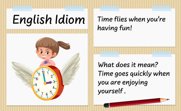 English idiom time flies when you're having fun template English idiom time flies when you're having fun template illustration you re awesome stock illustrations