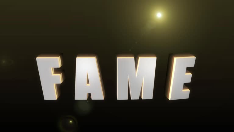 Text Animation FAME Reveal animation of the word FAME in big 3D letters with lights and lens flares Обмен биткоинов stock videos & royalty-free footage