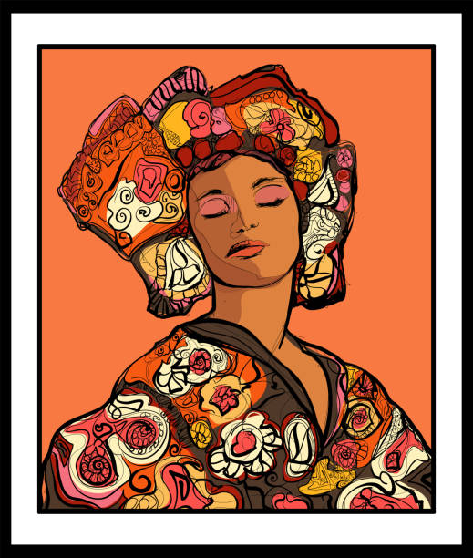 afrykańska kobieta ubrana w tradycyjny - latynoamerykanie-obrazy stock illustrations