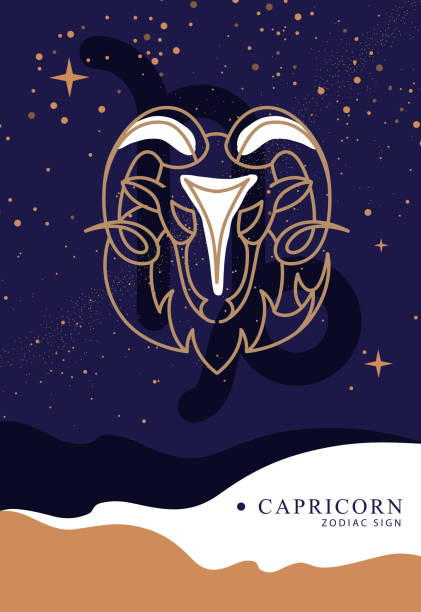 Modern magic witchcraft card with astrology Capricorn zodiac sign. Capricorn logo design Modern magic witchcraft card with astrology Capricorn zodiac sign. Capricorn logo design cosmos of the stars of the constellation capricorn and gems stock illustrations