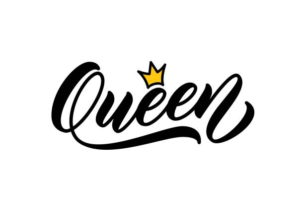 ilustrações de stock, clip art, desenhos animados e ícones de queen handwritten word. - queen