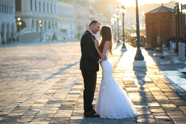 istock Groom and bride in Venice, Italy 1231341278