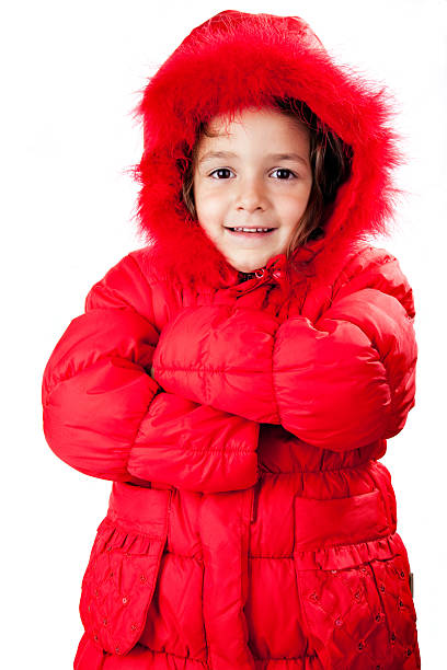 istock Little cute girl with a winter coat on 123137325