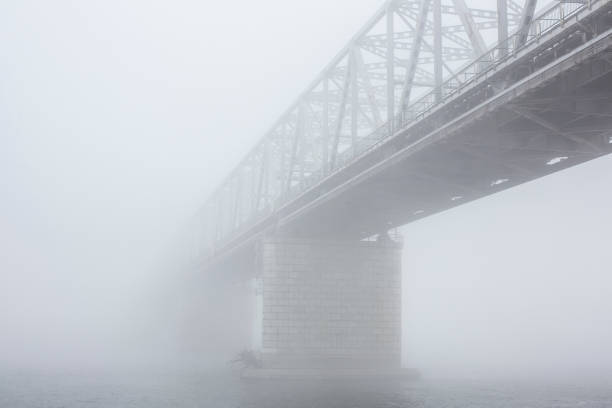 istock Bridge with fog in the morning 1231380027