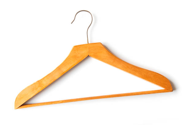 istock Wooden old classic hanger for clothes isolated on white background, top view 1231384819