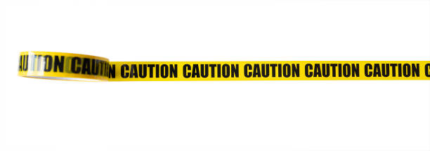 istock CAUTION yellow tape, adhesive tape isolated on white background 1231385043