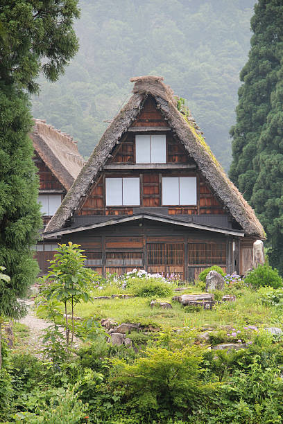istock Thached-roof A-frame House in Shirakawago, Japan 123138862