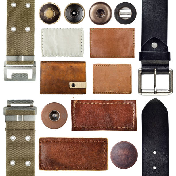 istock Buttons, straps, label and tag isolated on white background. 1231397877