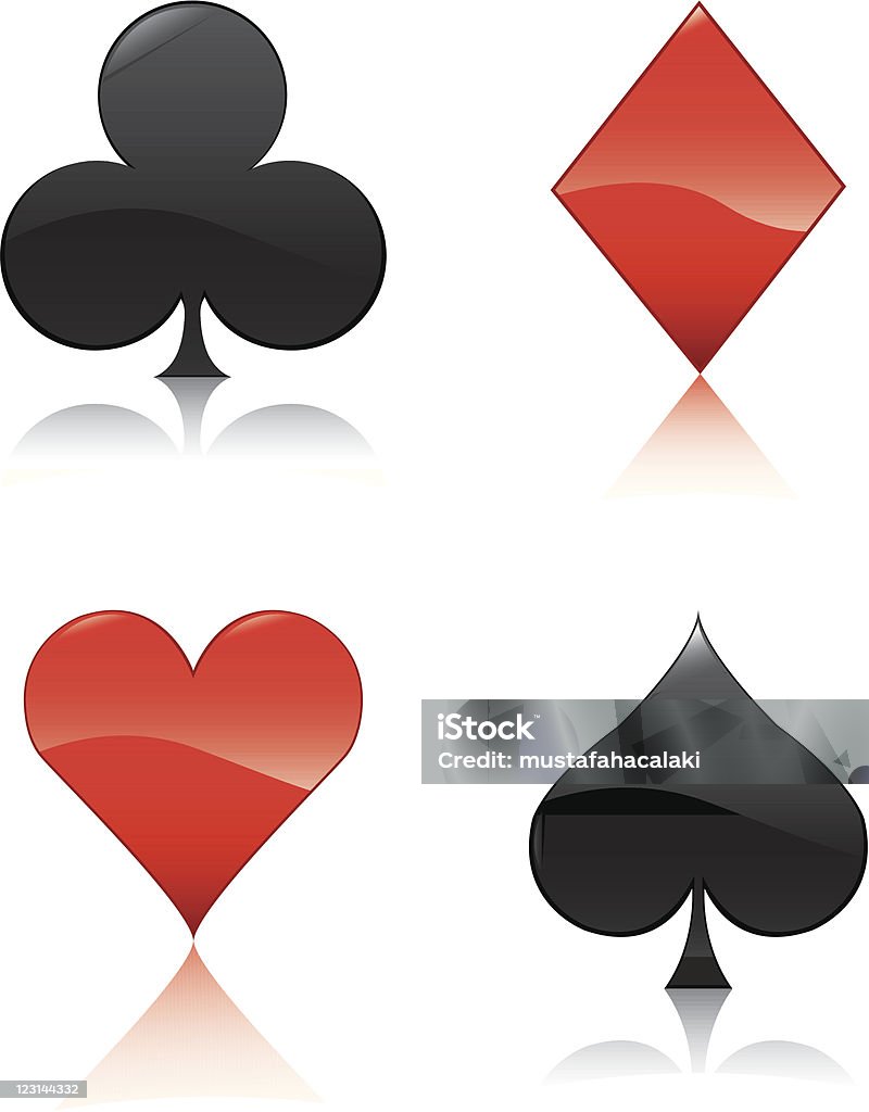 Глянцевые значки игральной карты - Векторная графика Азартные игры роялти-фри