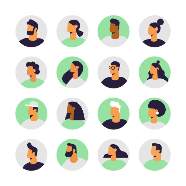 Set of profile portraits of male and female characters. Collection of people avatars. Vector illustration in flat design style, isolated. profile view illustrations stock illustrations