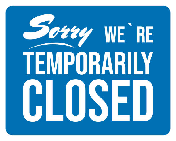 извините, мы временно закрыты. синий знак. вектор - closed sign illustrations stock illustrations