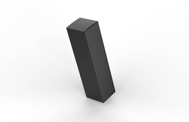 istock Tall black paper box mock up template on isolated white background, ready for your design presentation, 3d illustration 1231451075