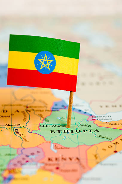 istock Map and Flag of Ethiopia 123145201