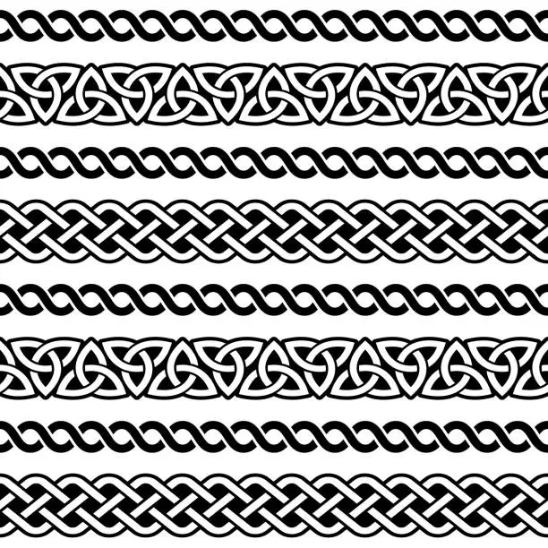 Vector illustration of Irish Celtic seamless vector pattern, braided frame designs for greeting cards, St Patrick's Day celebration