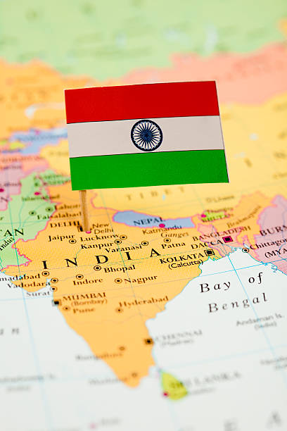 Map and Flag of India. Source: \