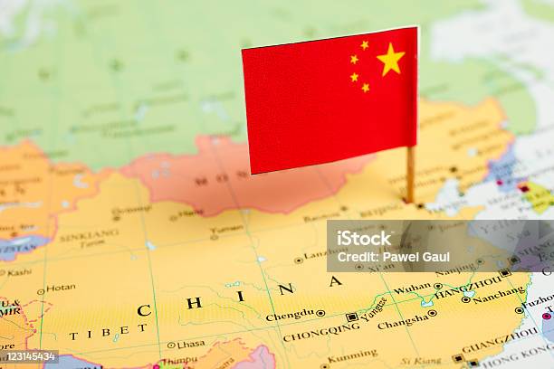 Mapa E Bandeira Da China - Fotografias de stock e mais imagens de China - China, Mapa, Bandeira