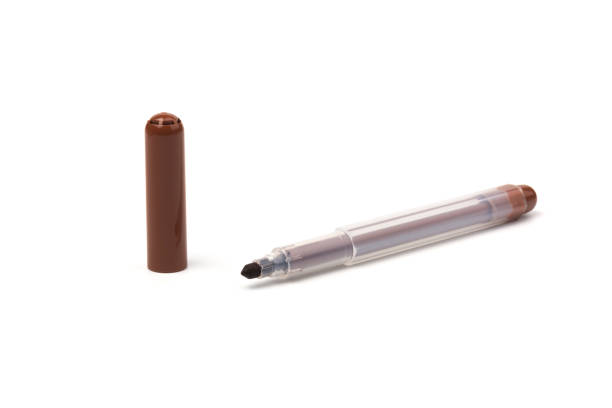 istock Brown marker pen on isolated background with clipping path. Vivid highlighter and blank space for your design or montage. 1231473529