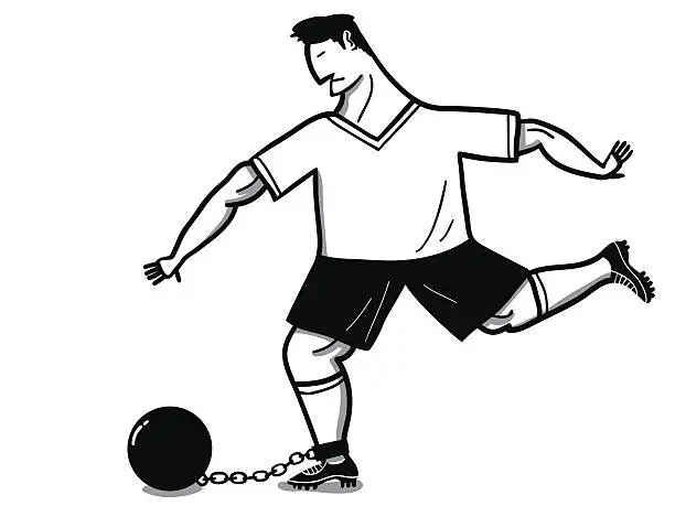 Vector illustration of Prisoner soccer player