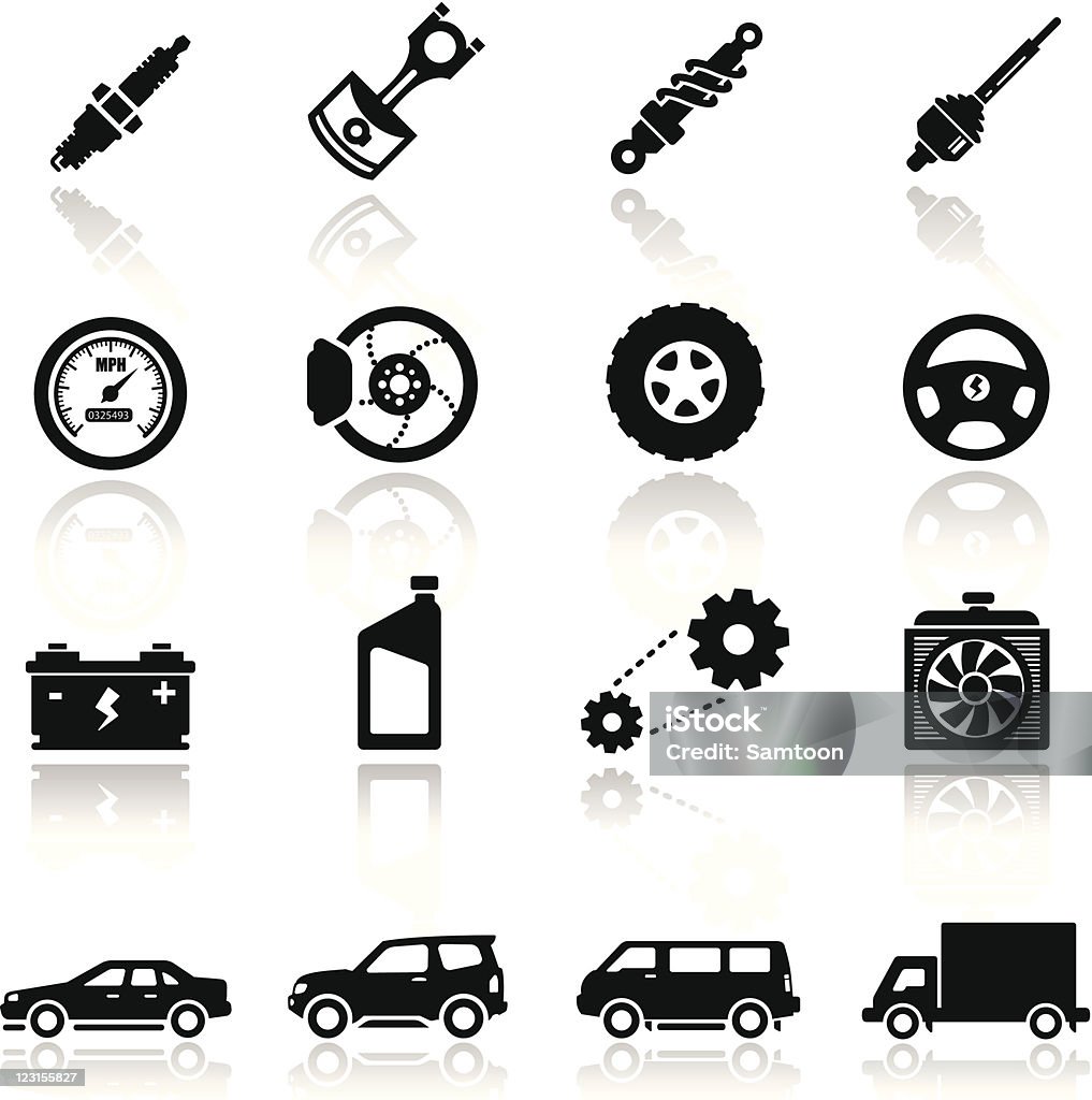 Icônes set Auto parts - clipart vectoriel de Poids lourd libre de droits