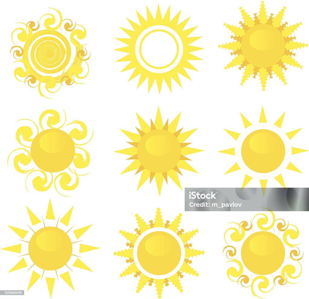 Iso Vector Sun Sun Vector Set Stock Illustration - Download Image Now - Color Image ...