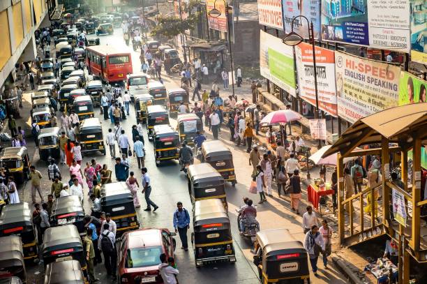 Mumbai, India - April 2017: Mumbai is the centre of the Mumbai Metropolitan Region, the sixth most populous metropolitan area in the world with a population of over 23.64 million.