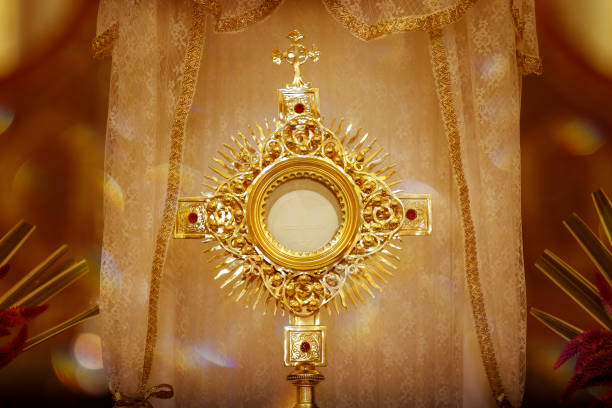 istock Ostensory for worship at a Catholic church 1231638226