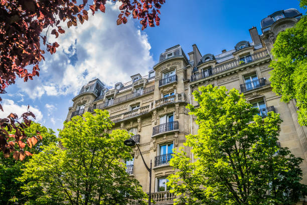 istock Low angle view of Paris apartment buildings 1231645396