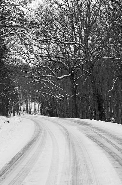 istock Snowy Road in Black and White 123167976