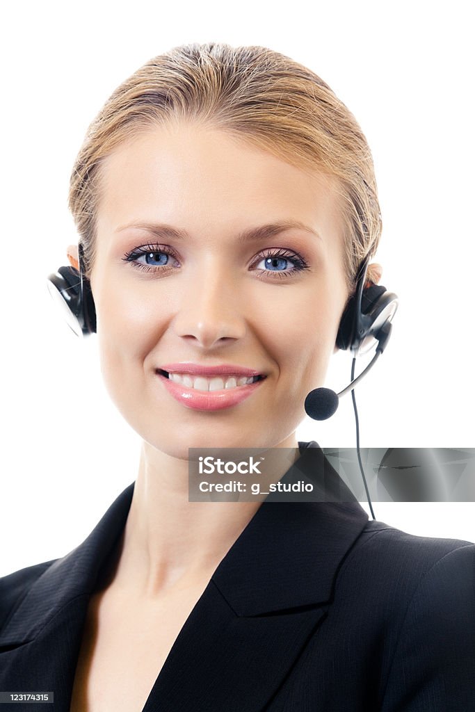 Support-Telefon-Betreiber im headset, isoliert - Lizenzfrei Eine Frau allein Stock-Foto