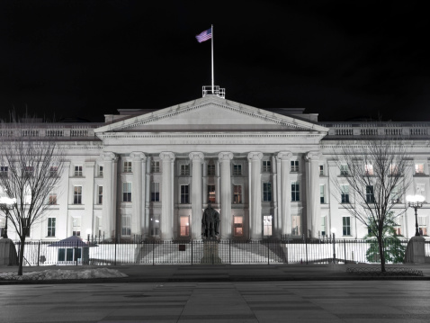 United States Treasury Building in Washington DC.