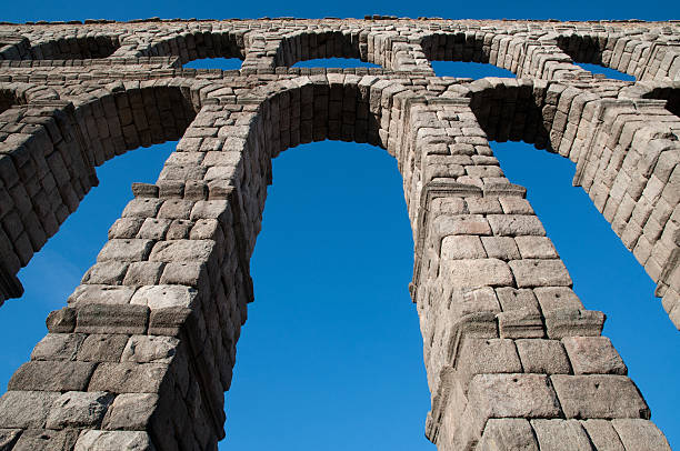 Roman aqueduct of Segovia stock photo