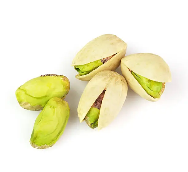 Dried pistachio on a white background