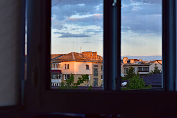 istock View of the neighboring building from the window. 1231815546