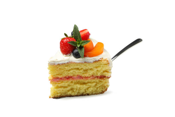 istock Shovel with berry cream cake isolated on white background 1231826976