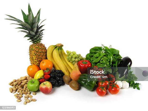 Frutas Y Verduras Con Snowdrops Foto de stock y más banco de imágenes de Abundancia - Abundancia, Ajo, Alimento