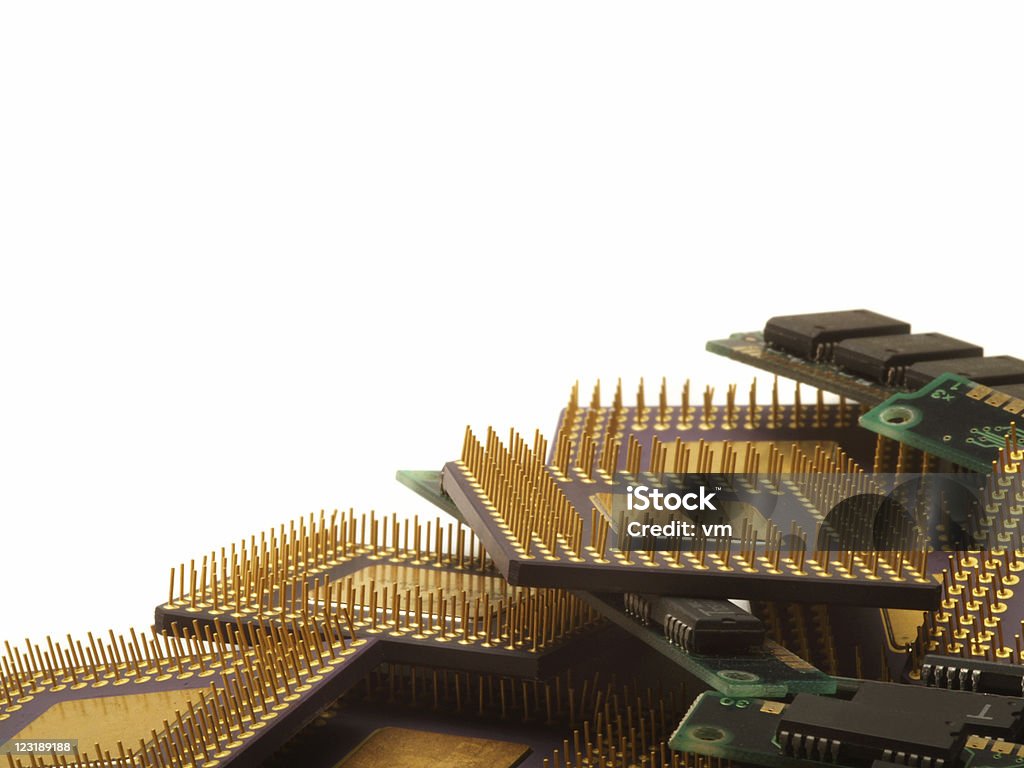 CPU sobre fondo blanco - Foto de stock de Componente de ordenador libre de derechos