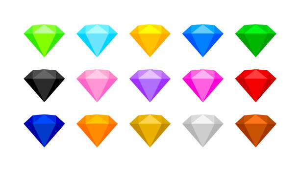 illustrations, cliparts, dessins animés et icônes de pierre précieuse colorée de diamant pour des bijoux isolés sur le blanc, ensemble de couleur de diamants plats, gemmes de cristal différentes couleurs, gemmes de diamant d’illustration, icône de diamant brillant, pierre gemme d’art de clip, bijoux - glister