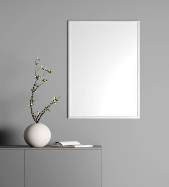 istock Mock -Up poster frame in modern interior background, white wooden frame in modern style. Stock photo 1231914580