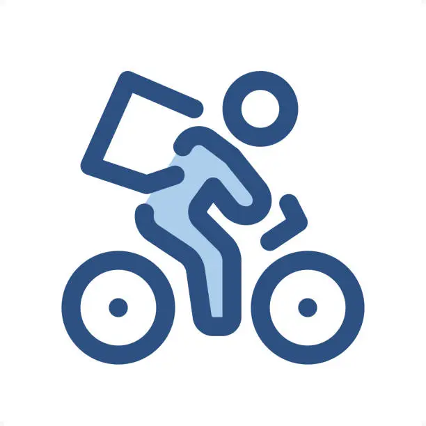 Vector illustration of Delivery by bicycle - Outline Icon - Pixel Perfect Sign