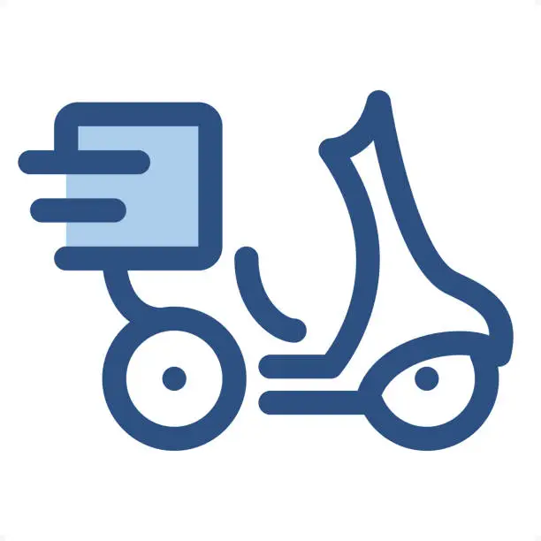 Vector illustration of Food Delivery by bike - Outline Icon - Pixel Perfect Sign