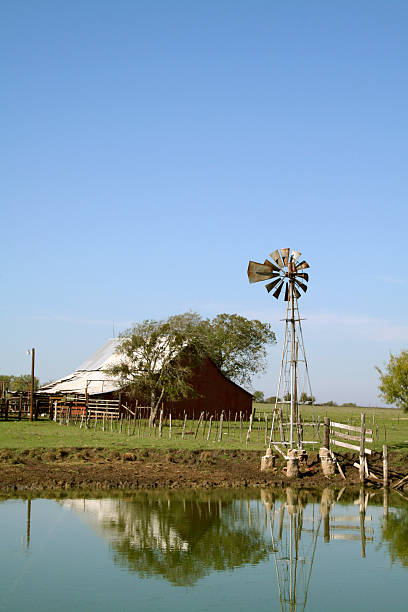 WindmillBarnReflection stock photo