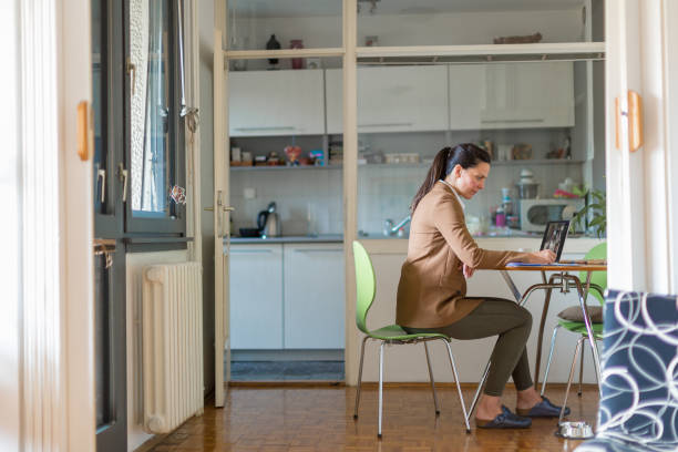 istock Businesswoman having conference call working at home 1231992225