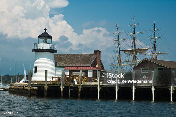 Leuchtturm In Mystic Stockfoto und mehr Bilder von Mystic - Connecticut - Mystic - Connecticut, Connecticut, Anlegestelle